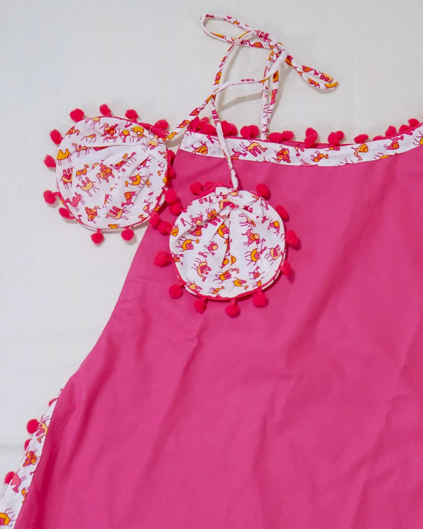 One Shoulder Kurta With Sharara Pant Animal Print - Pink image 4