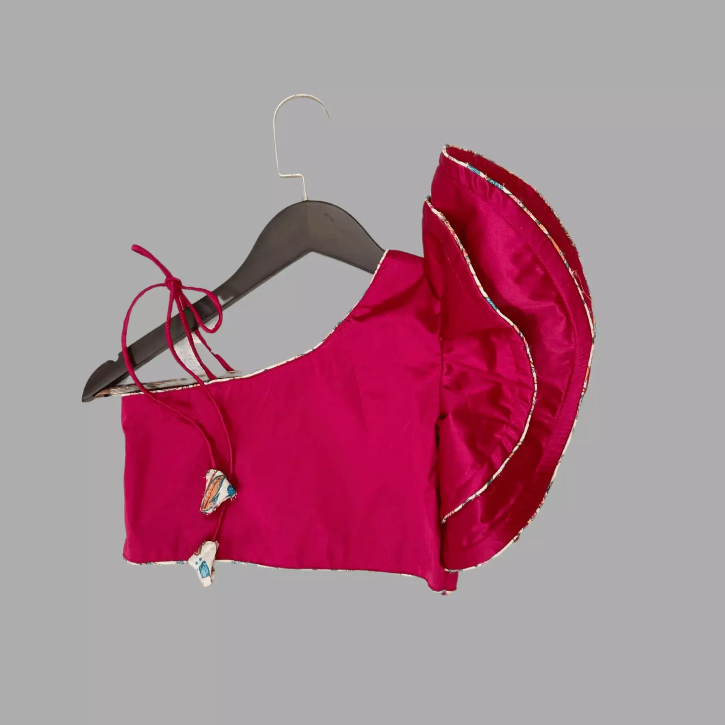 Pink One Shoulder Crop Top & Lehenga image 1
