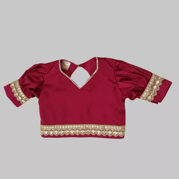 Pink Puff Sleeves Top And Multicolor Lehenga With Dupatta & Potli Bag image 2
