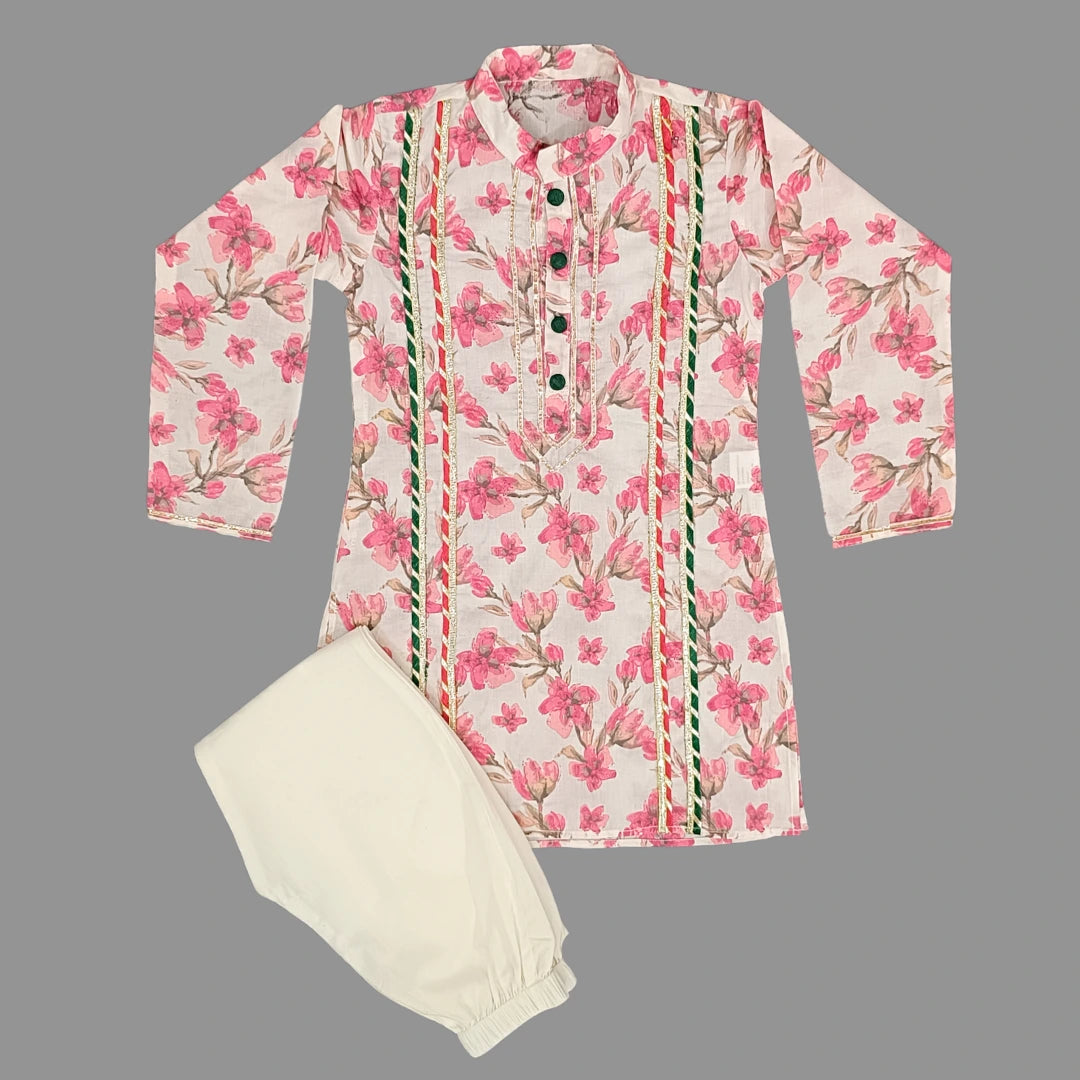 Floral Print Cotton Kurta and Pant for Boys image 1