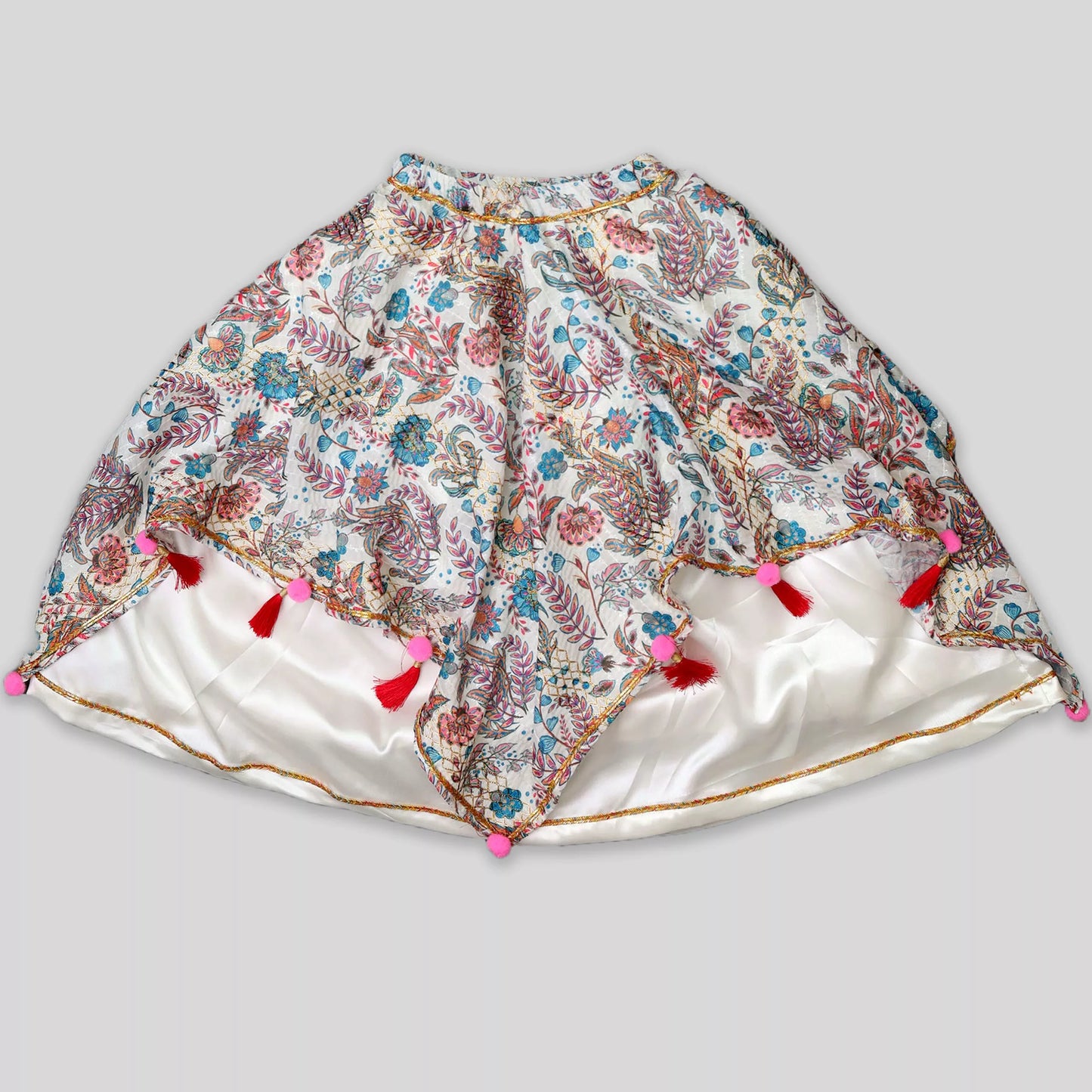 Butterfly Embroidered Crop Top And Handkerchief Printed Lehenga with Gota Work image 5