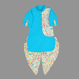 Printed Blue Cotton Dhoti And Kurta Set for Boys image 0