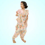 Ready to Wear Pink Dhoti Saree For Girls image 0