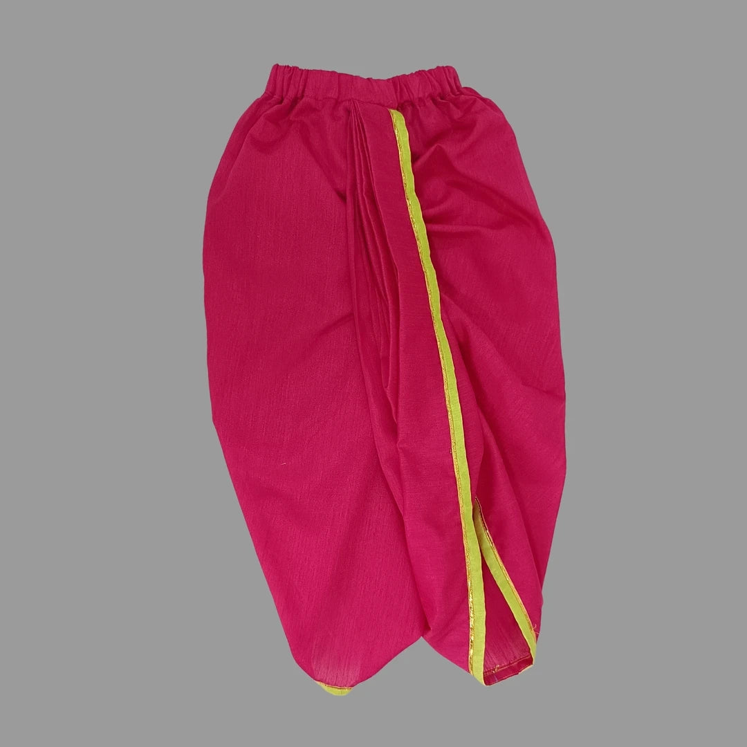 Green Angarkha Kurta With Embroidered Peacock And Red Dhoti image 3