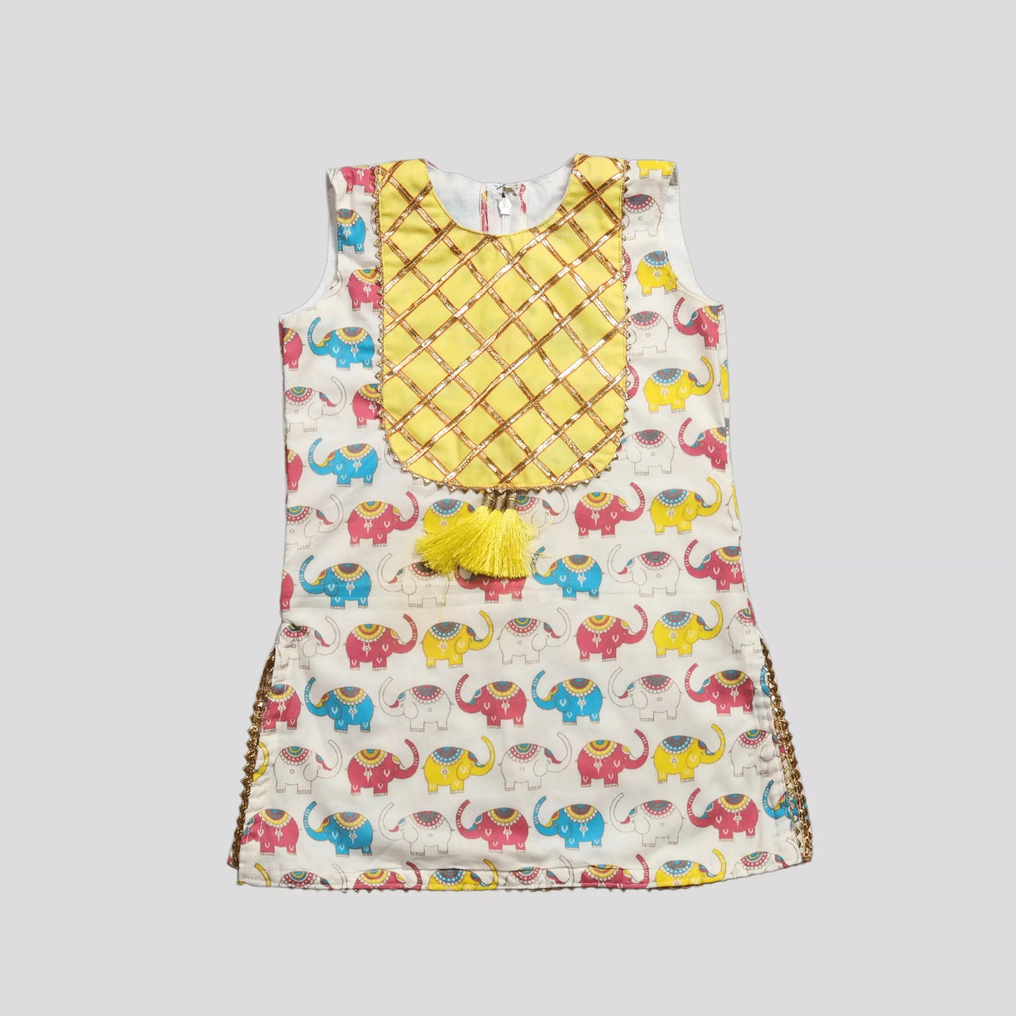 Kurta With Sharara Pant Animal Print – Yellow image 2