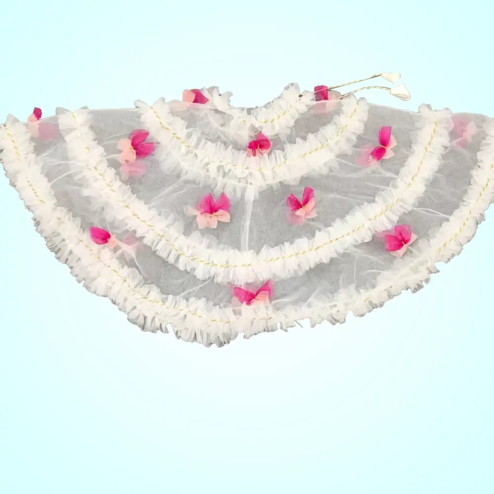 White Layered Frock With Poncho Coat image 2