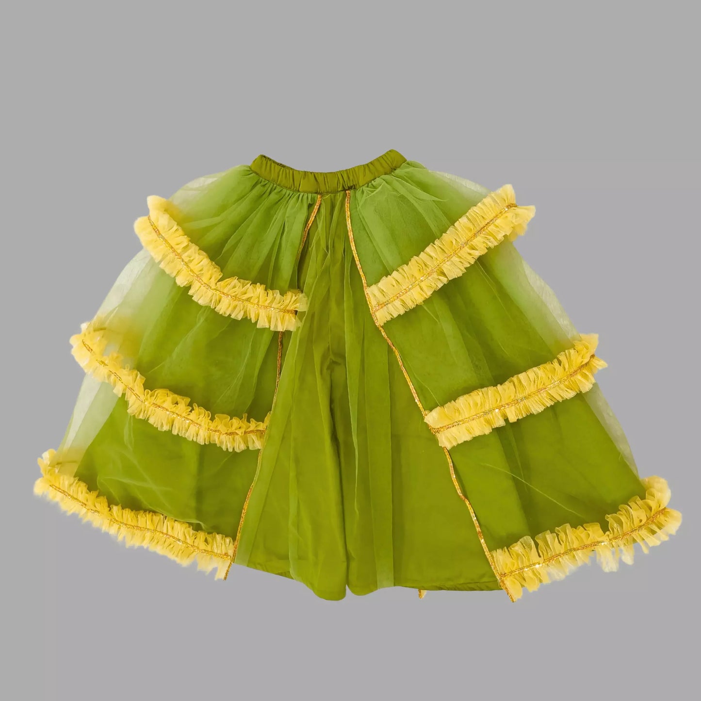 Green One Shoulder Crop Top & Lehenga image 3