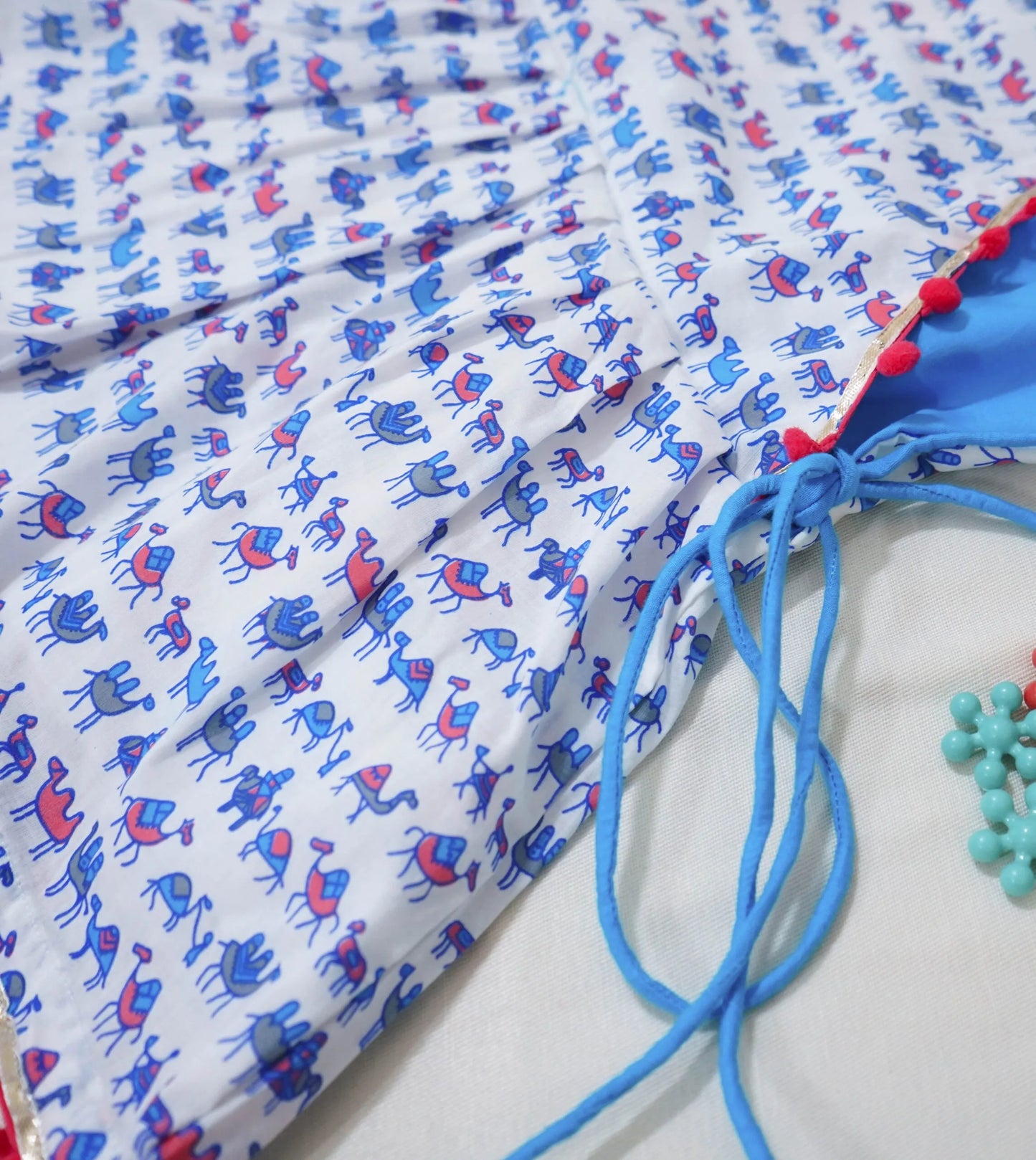 Angrakha Style (Wrap) Top With Tulip Pants - Blue image 1
