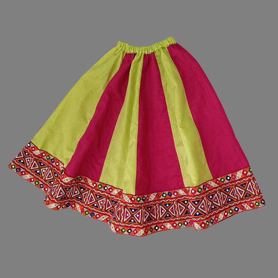 Embroidery Lace on Multicolor Crop Top & Lehenga With Dupatta For Girls image 4