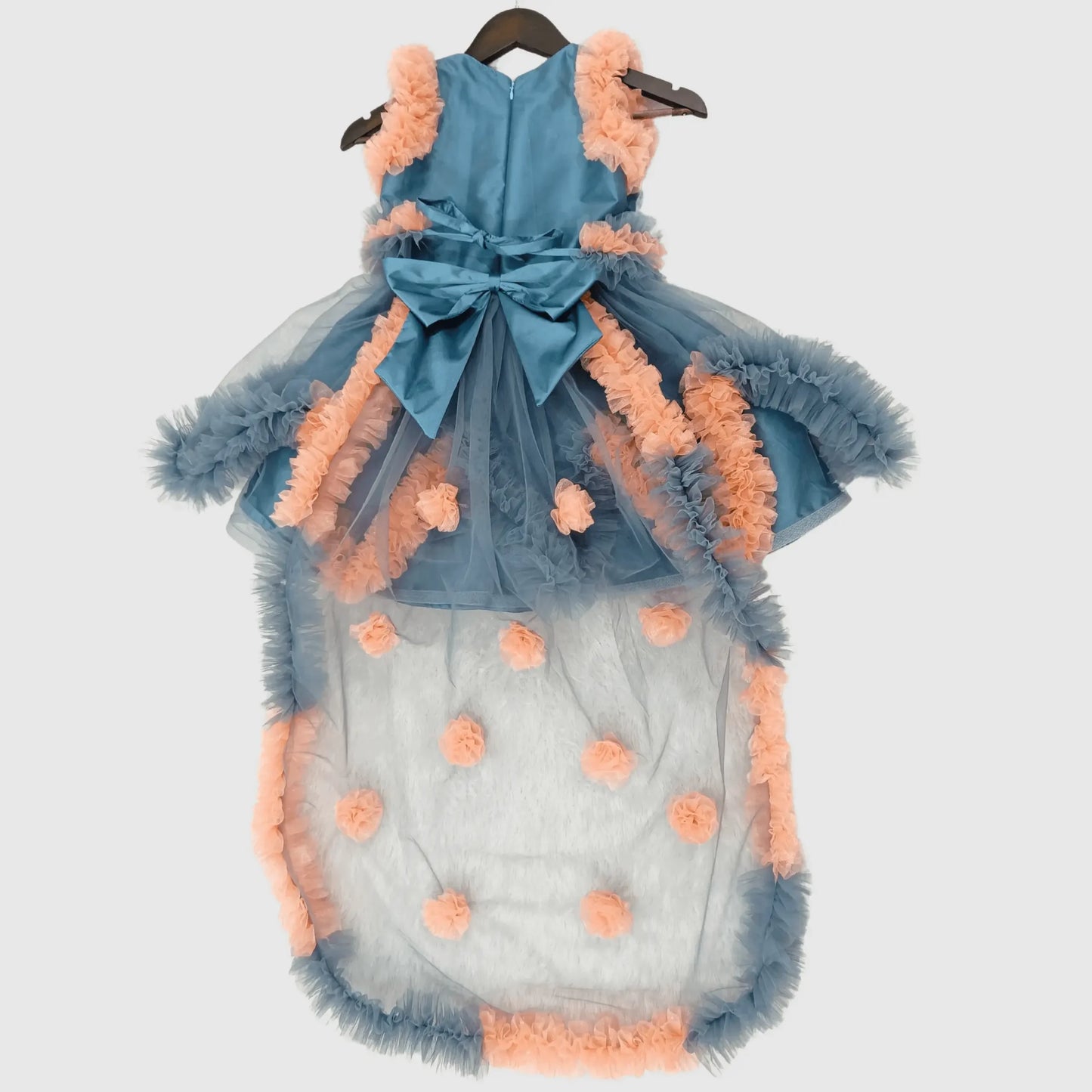 Grey Frock With Flowers Embellished Long Trail image 4