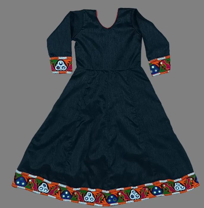 Black Long Gown With Embroidery Lace Work Belt & Dupatta For Girls image 1