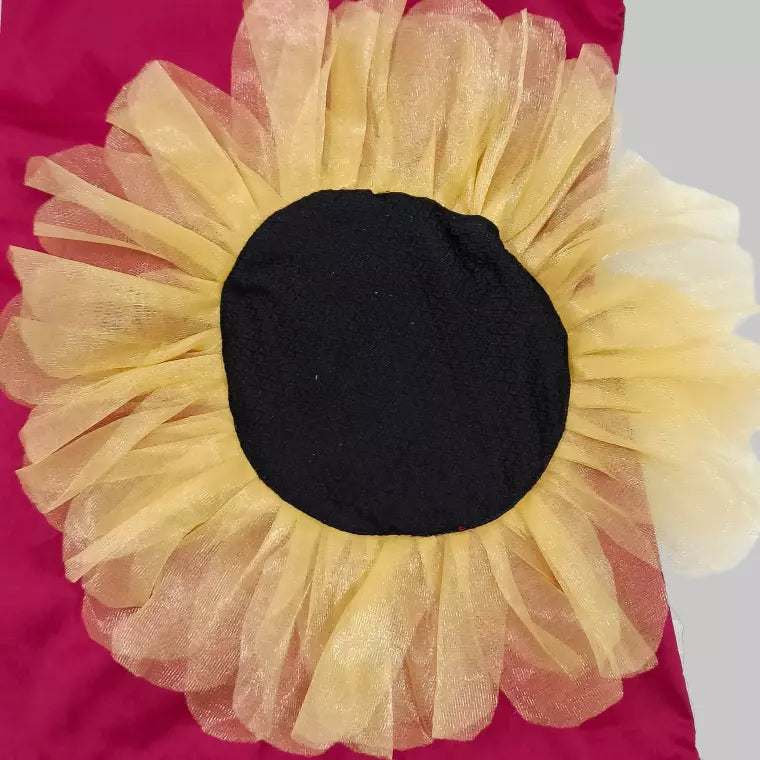 Pink A line Frock With Sunflower Pocket image 1