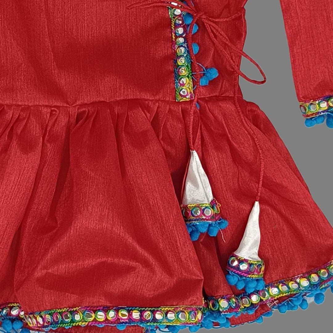 Tulip White Dhoti & Red Angrakha Kurta for Boys image 1