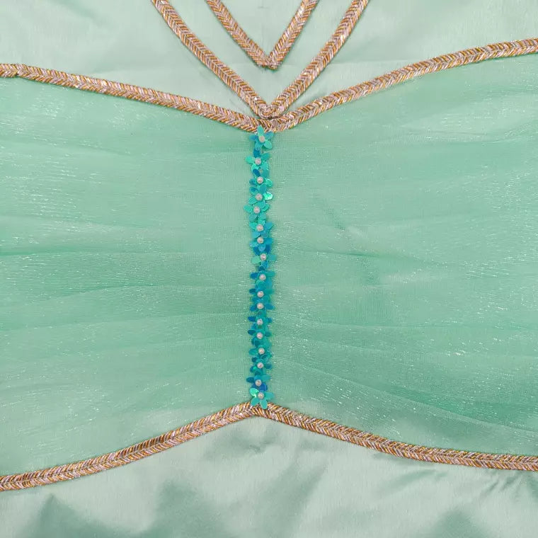Aqua Blue A line Frock With Ruffle Layered Sleeves image 1