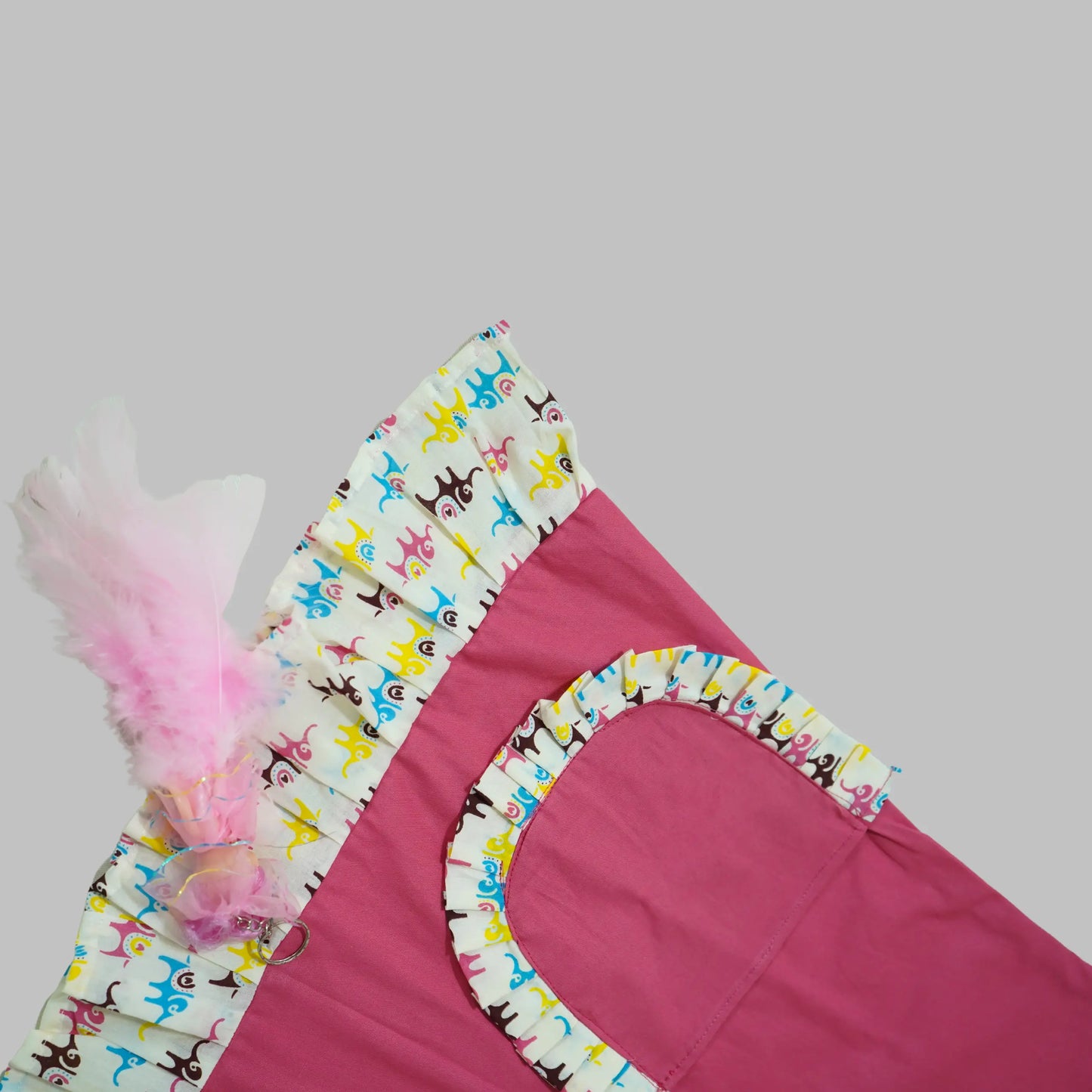 Pink Animal Print A Line Knee Length Frock with Pocket image 1