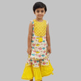 Kurta With Sharara Pant Animal Print – Yellow image 0