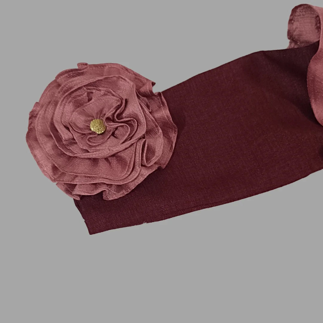 Maroon Long Gown With Flower Embellished On Sleeves For Girls image 4