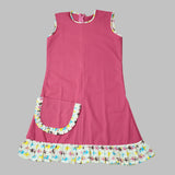 Pink Animal Print A Line Knee Length Frock with Pocket image 0