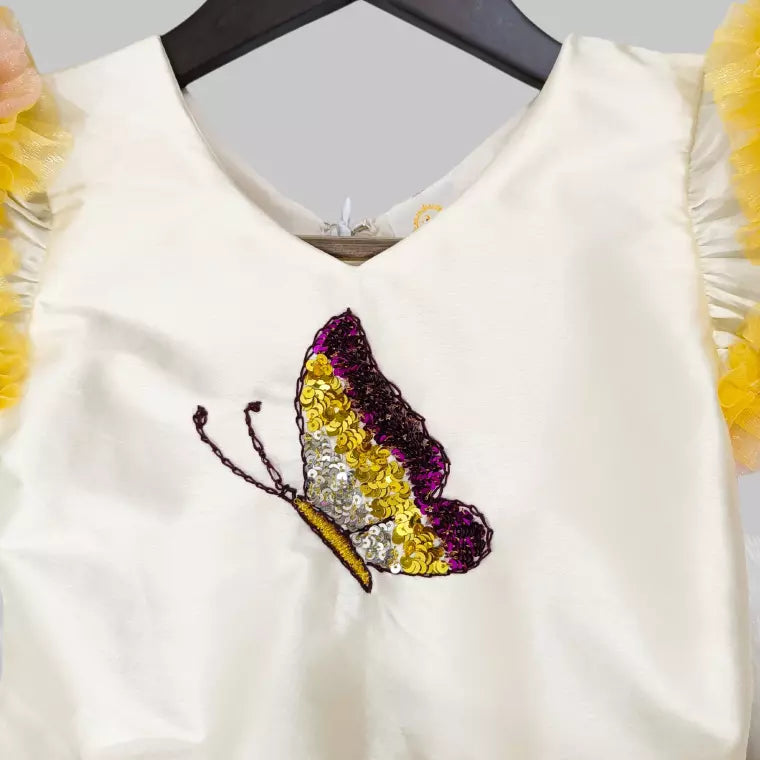 Butterfly Multi Color Ruffled layered Frock image 1