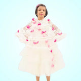 White Layered Frock With Poncho Coat image 0