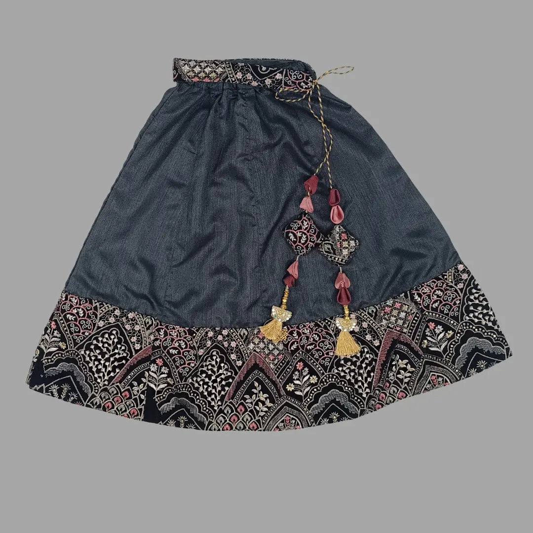 Black Embroidery Crop Top & Lehenga For Girls image 6