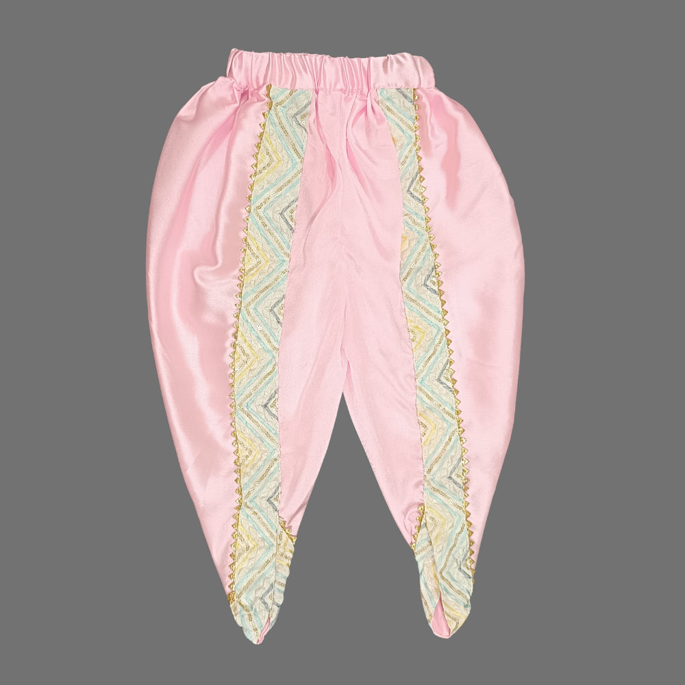Pink One Shoulder Puff Sleeves Kurta And Tulip Pant With Dupatta image 3