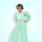 Sea Green Long Puff Sleeves Jumpsuit