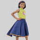 Green Crop Top With Flamingo Embroidery And Blue Skirt image 2