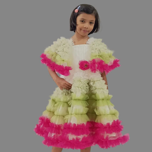 Multicolor Frilled Frock image 0