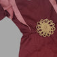 Maroon Long Gown With Flower Embellished On Sleeves For Girls image 3