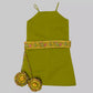 Green A Line Frock With One Shoulder Silk Jacket image 4