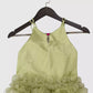 Green Flayered Frock With Pink Flowers Embellished image 4