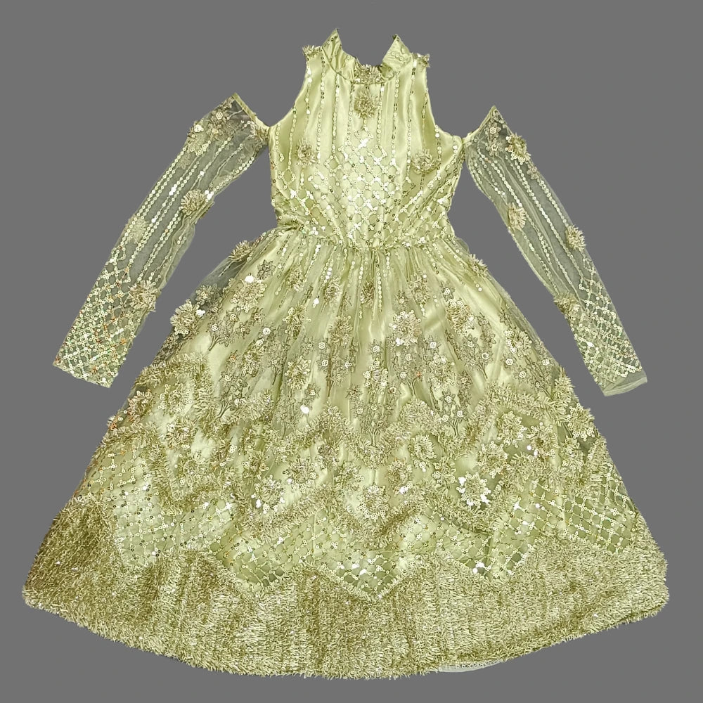 Green Embroidered Long Gown image 1