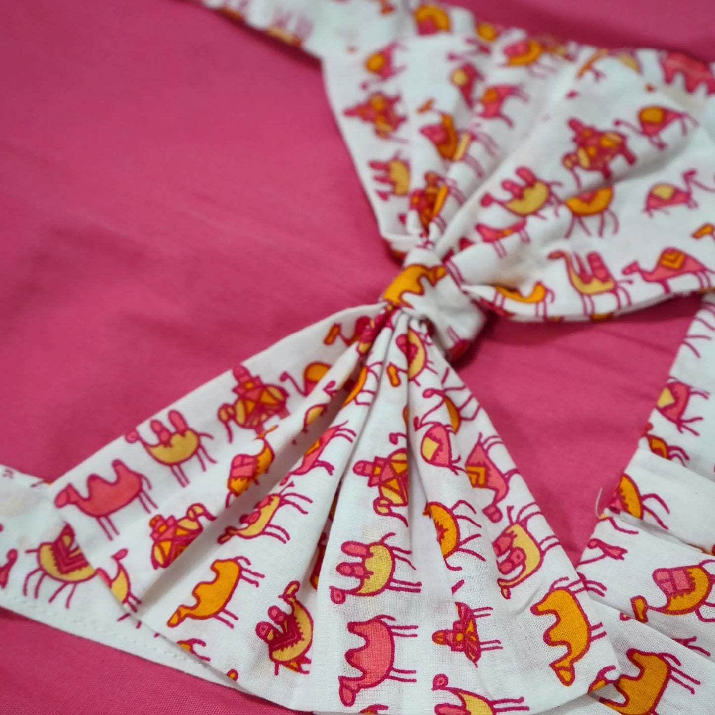 Ruffled Sleeves Frock With Suspenders & Bow Applique Animal Print - Pink image 1