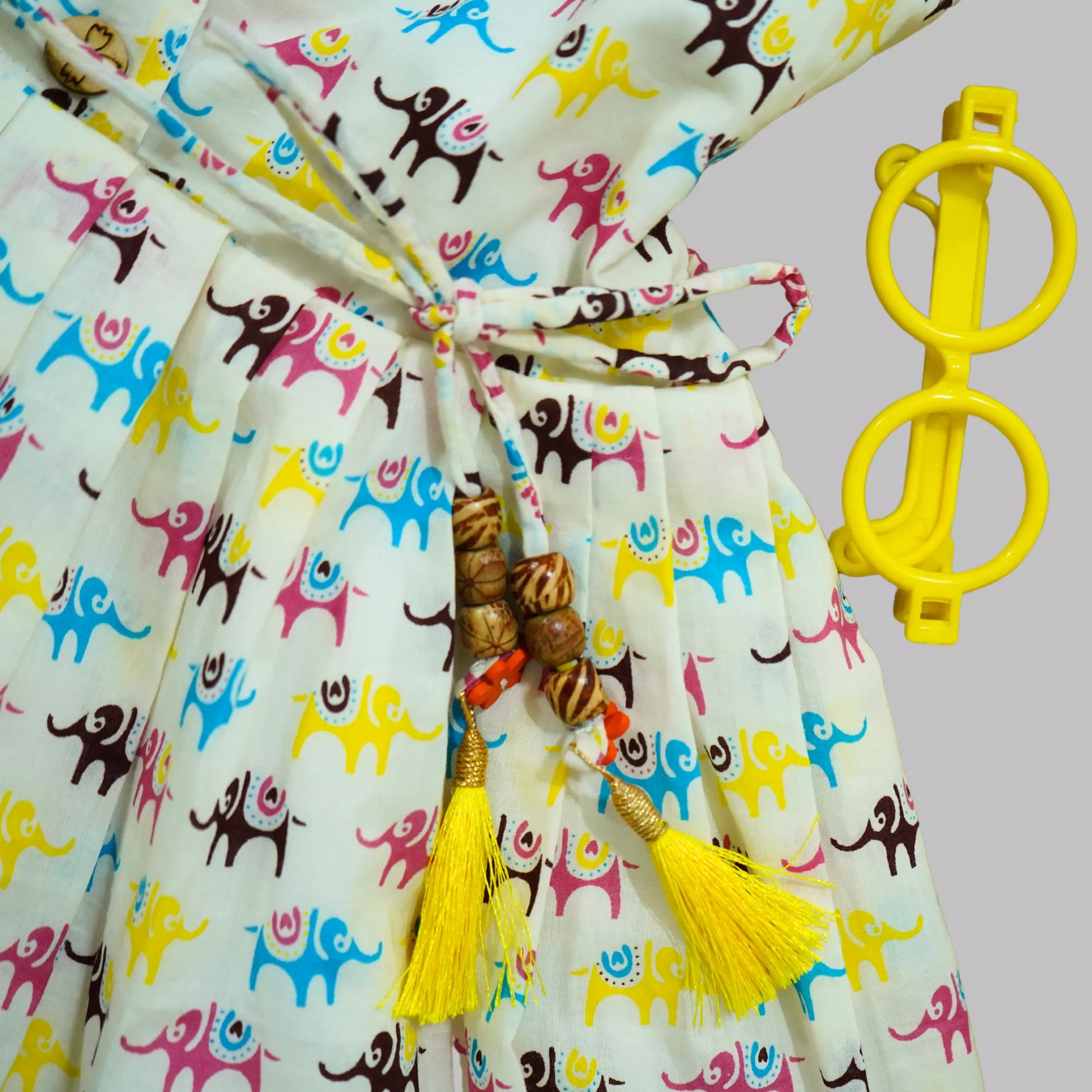 Ruffled Sleeves Frock Animal Print - White image 2