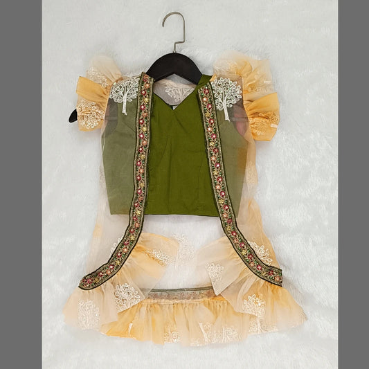 Orange Palazzo And Crop Top With Jacket image 2
