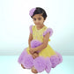 Purple Flower Embellished Frock And Flower Hair Pin For Girls image 2