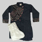 Black Embroidered Silk Kurta & Dhoti For Boys image 2