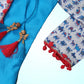 Blue Cotton Dhoti With Animal Print Kurta For Boys image 4