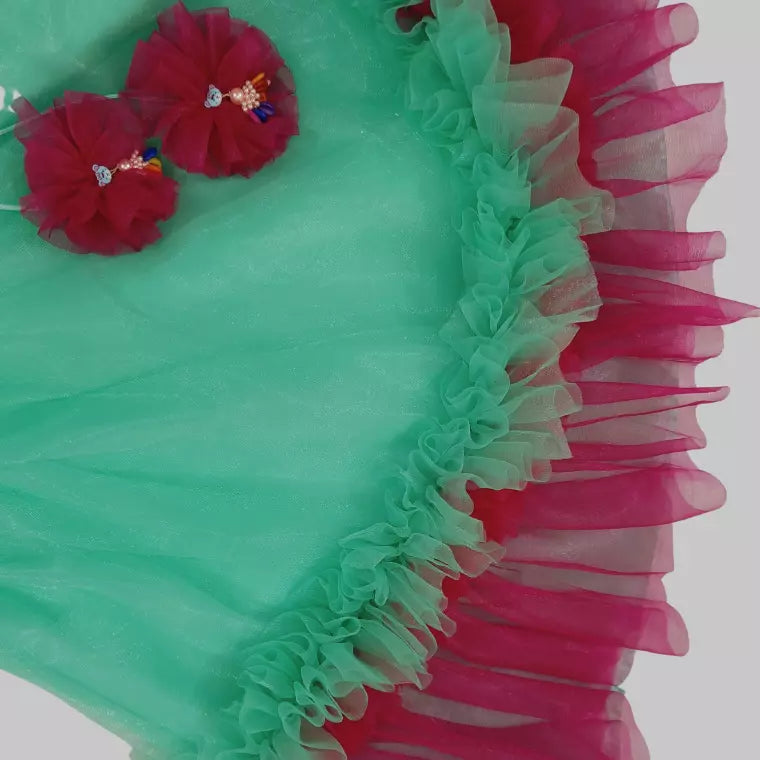 Sea Green Crop Top & Lehenga image 5