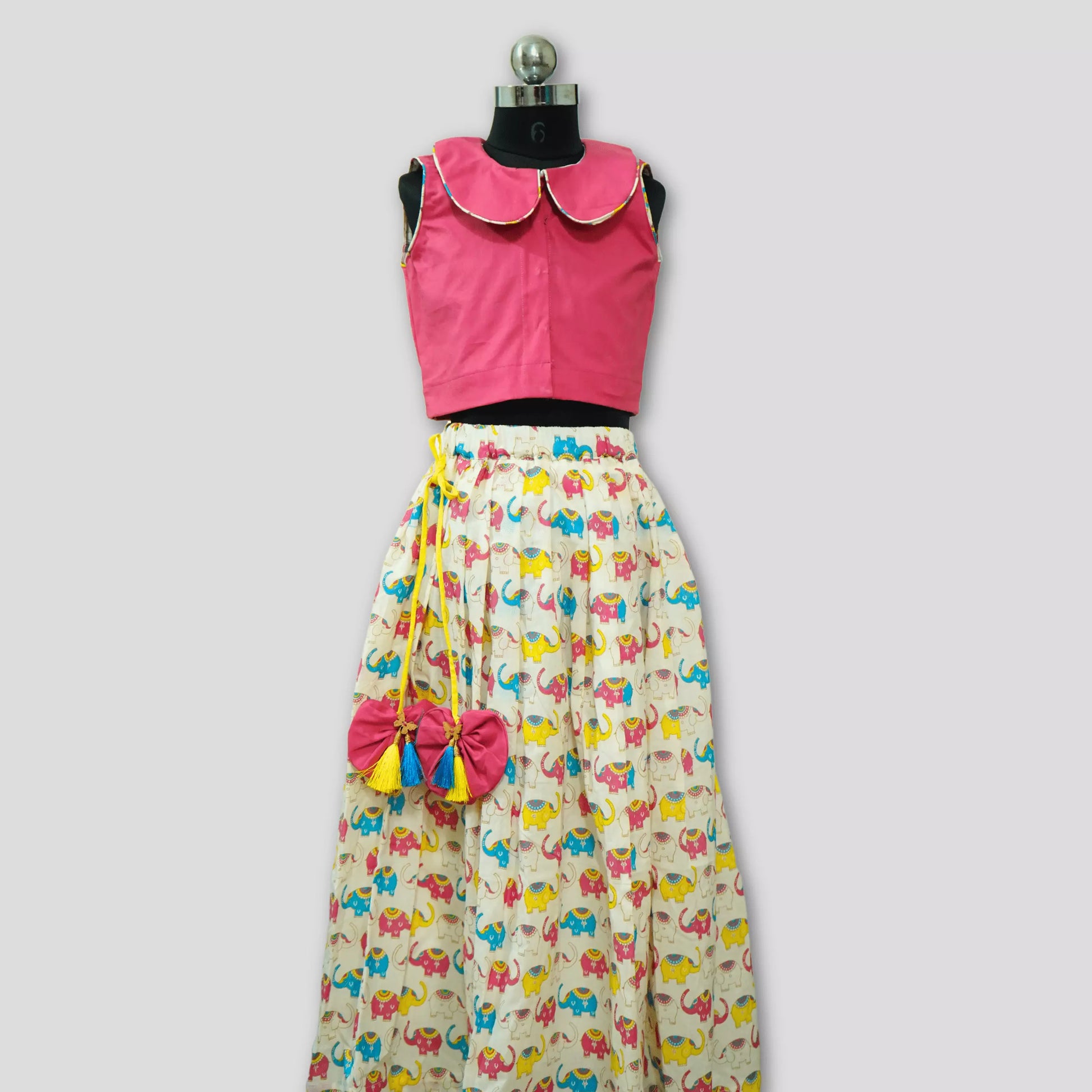 Crop Top With Lehenga Animal Print - Pink image 0