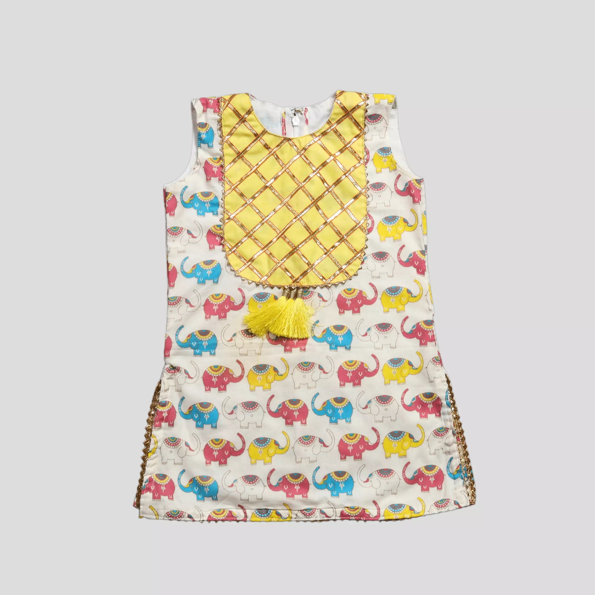 Kurta With Sharara Pant Animal Print – Yellow image 2