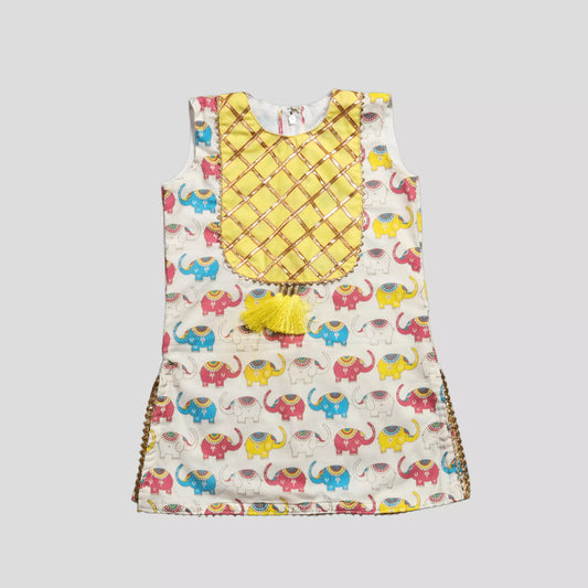 Kurta With Sharara Pant Animal Print – Yellow image 2