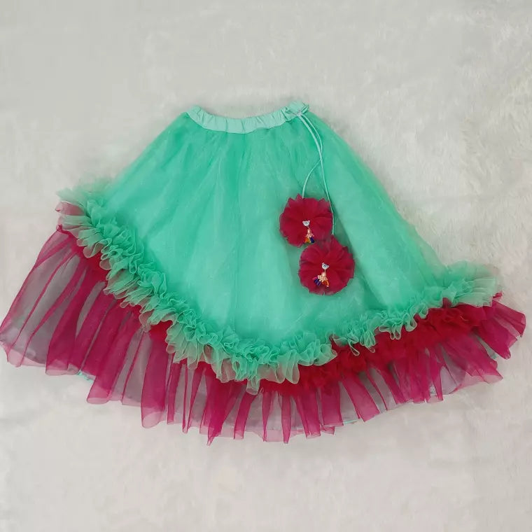 Sea Green Crop Top & Lehenga image 3
