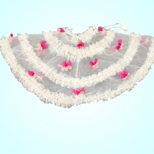 White Layered Frock With Poncho Coat image 2