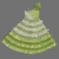 Green One Shoulder Ruffle Layered Long Gown With Moti Work image 2