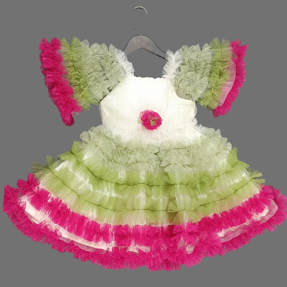 Multicolor Frilled Frock image 2