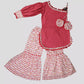 One Shoulder Kurta With Sharara Pant Animal Print - Pink image 0
