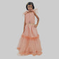 Peach Long Gown With Moti Work image 0