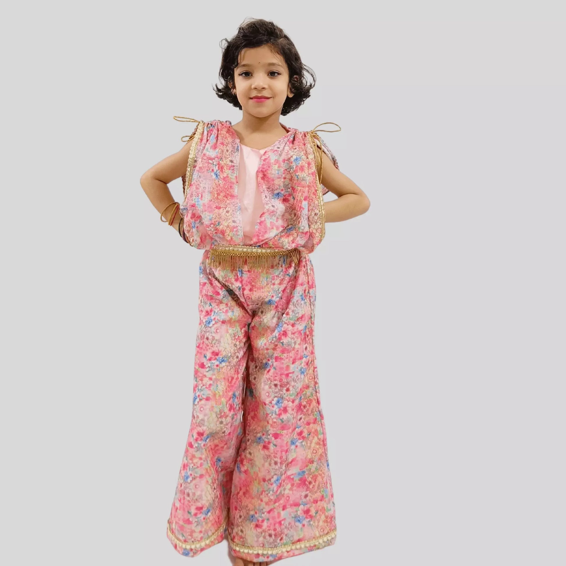 Pink Palazzo with Cape Style Top image 0